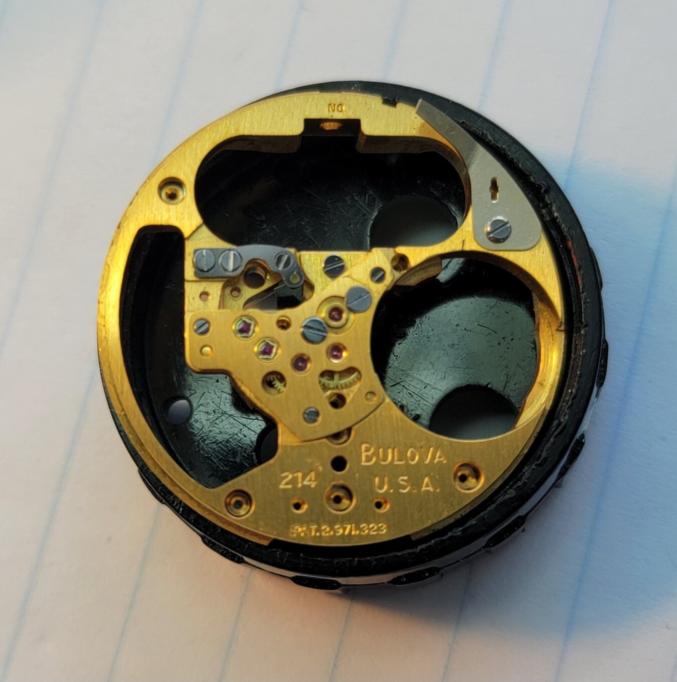 Vintage Bulova Accutron 214 Part 709 Movement Pillar Plate USA N0 1970 ‘A’
