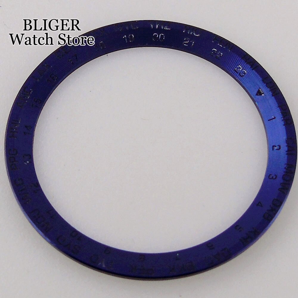 38mm*30.6mm Slope Watch Bezel Insert for 40mm NH35 NH36 NH34 Mens Watch Blue Red