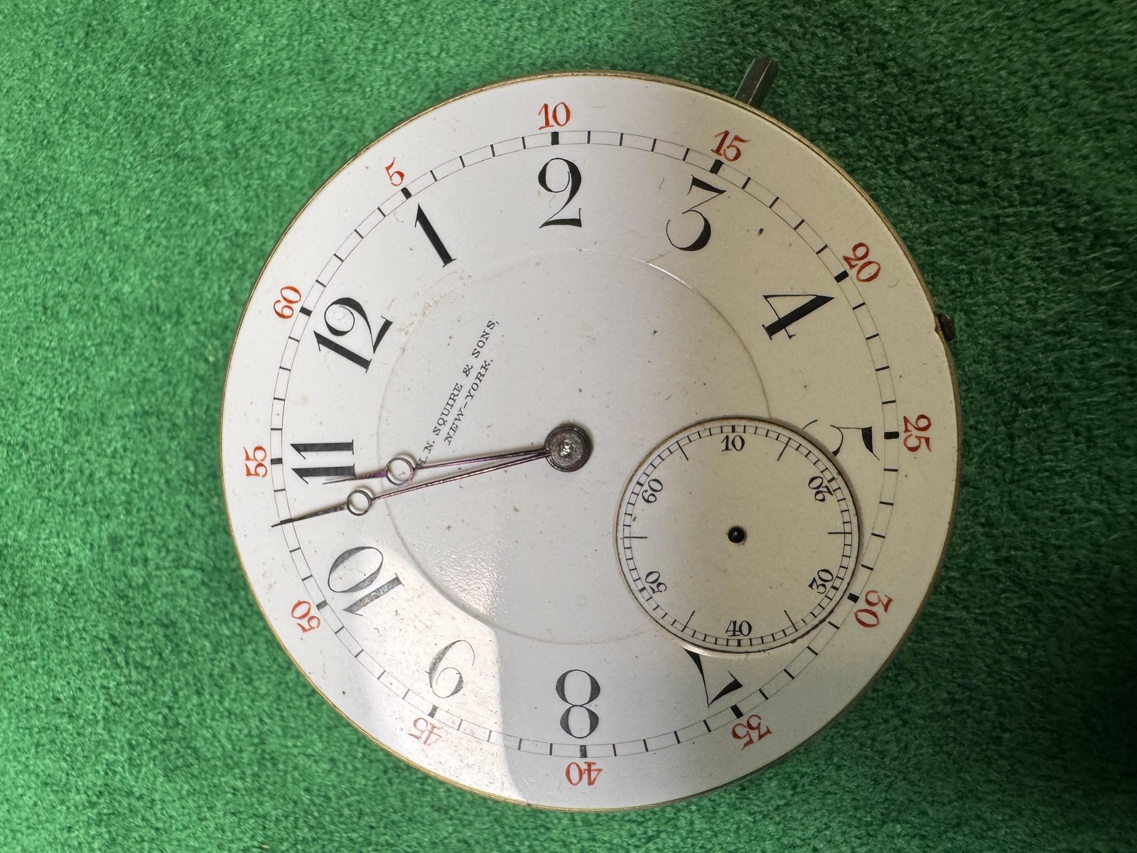 Vintage H N Squire & Sons Pocket Watch Movement 43.30mm Agassiz Parts New York