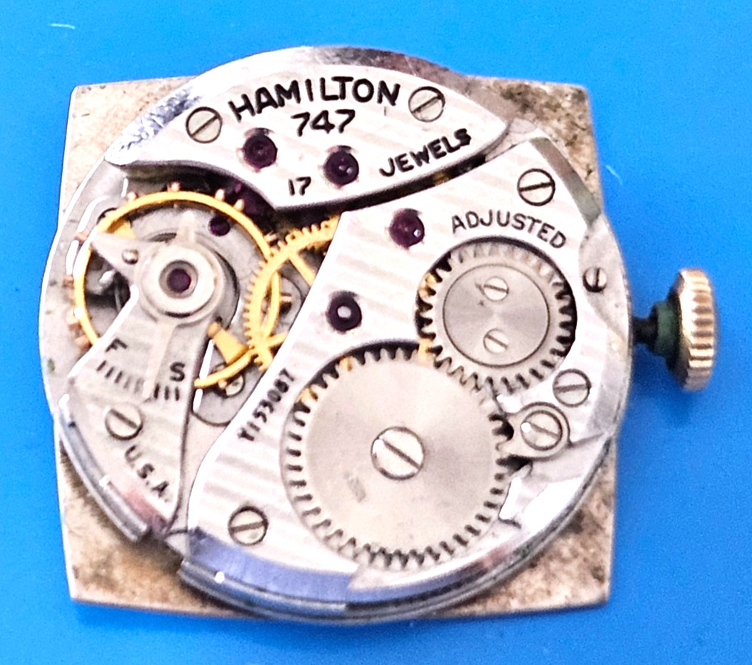 HAMILTON 747 17J Watch Movement (REMOVED FROM GOLD CASE/BALANCE RUNS) lot76