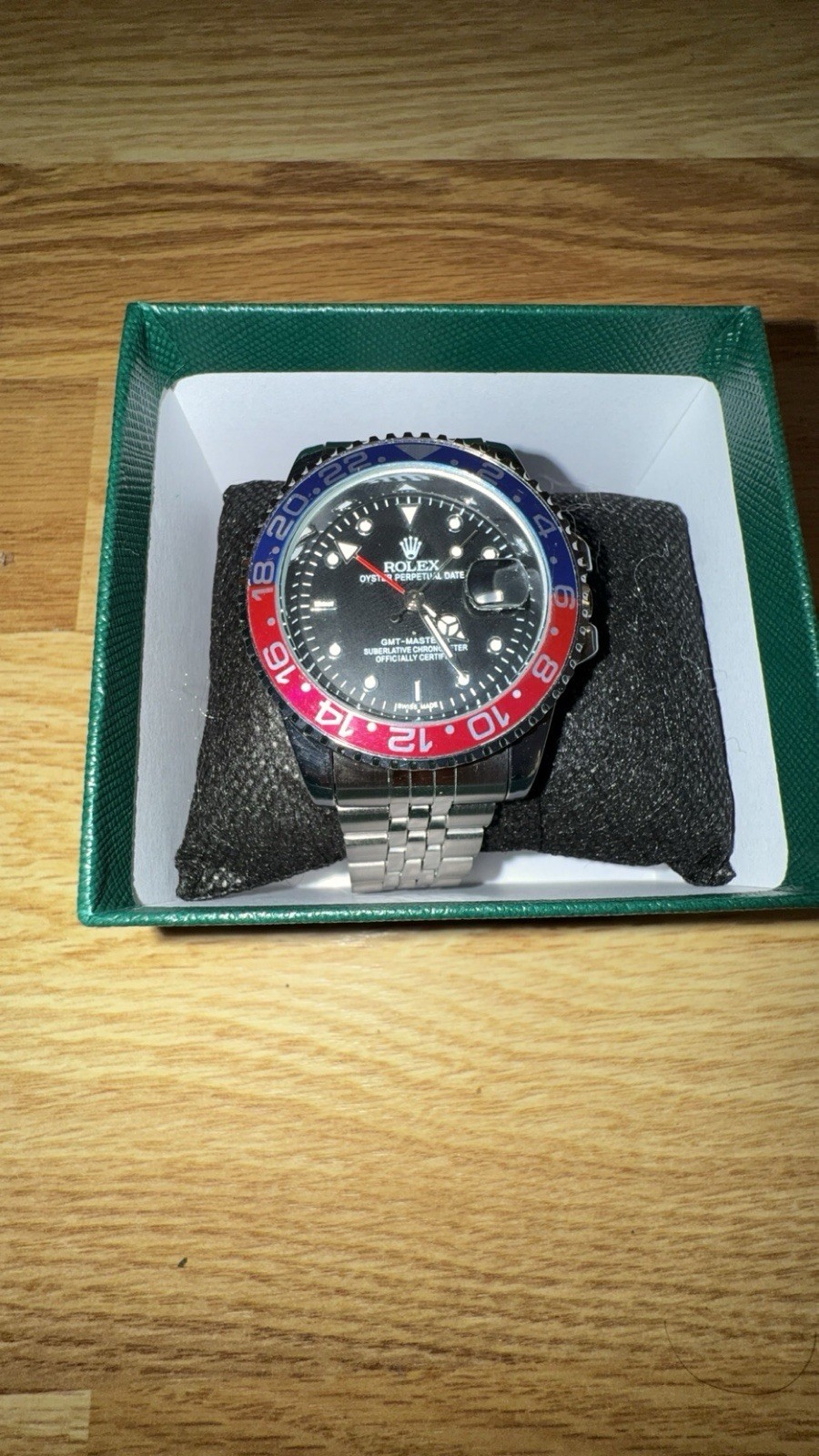 Rolex Pepsi Bezel Insert for GMT B315-16750-6-A1 Stainless Steel Watch New NOS