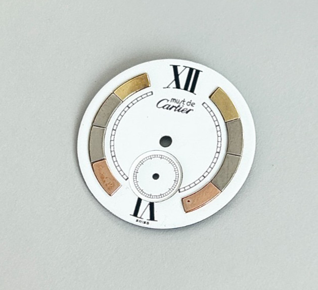 An Original Vintage Must de Cartier “Trinity” Style Wristwatch Dial.