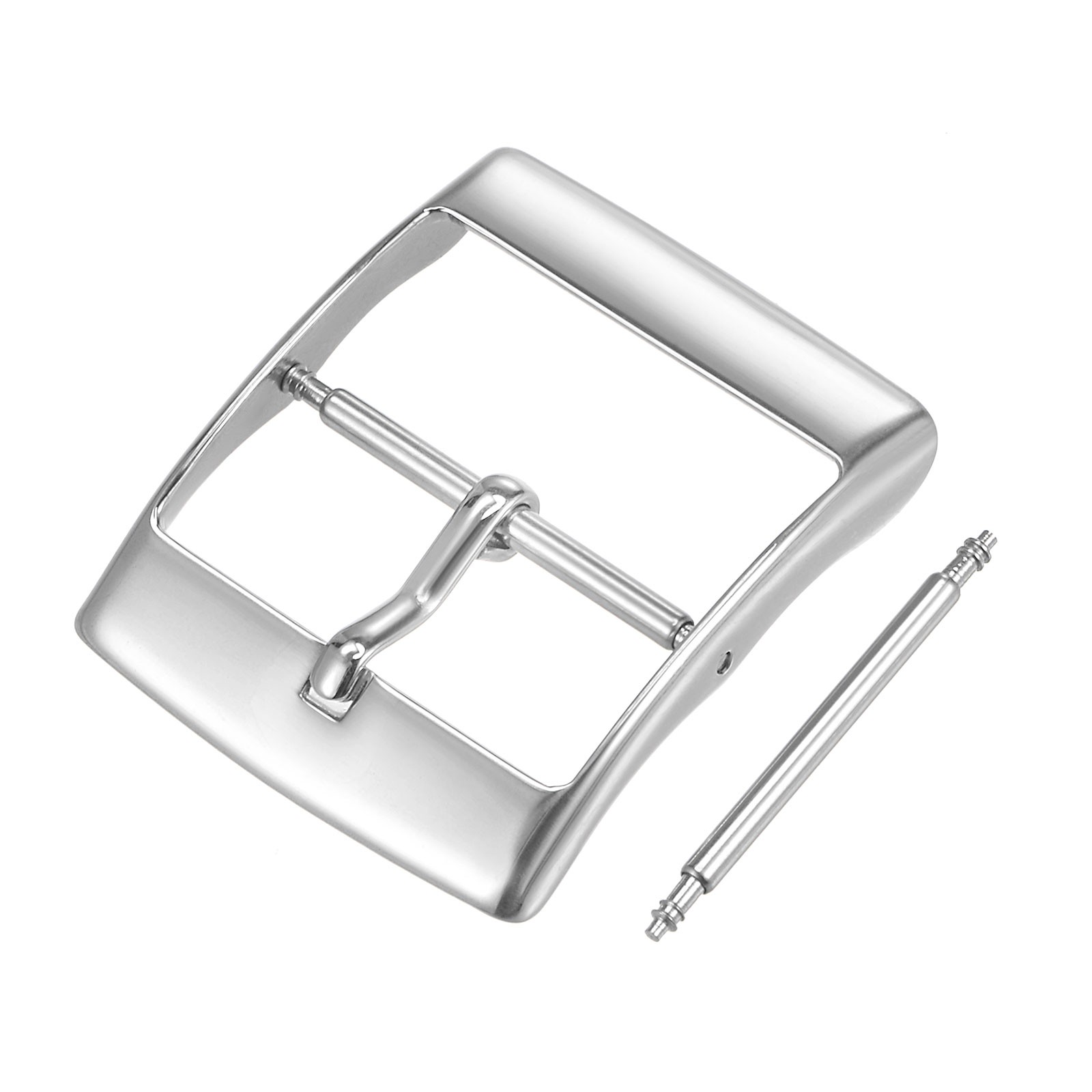 Watch strap clasp, polished stainless steel silver, for 22mm with bar spring