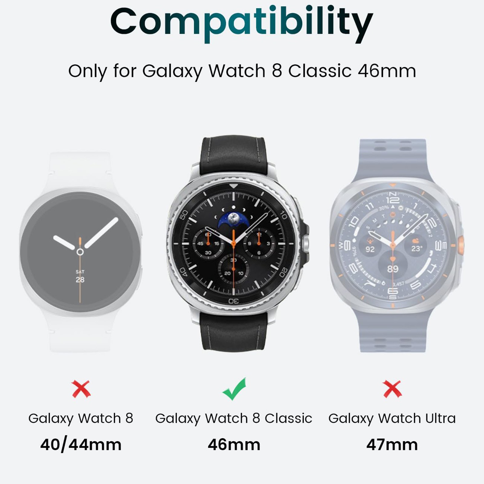 Fr Samsung Galaxy Watch 8 Classic 46mm Metal Ring Adhesive Screen Protector Case
