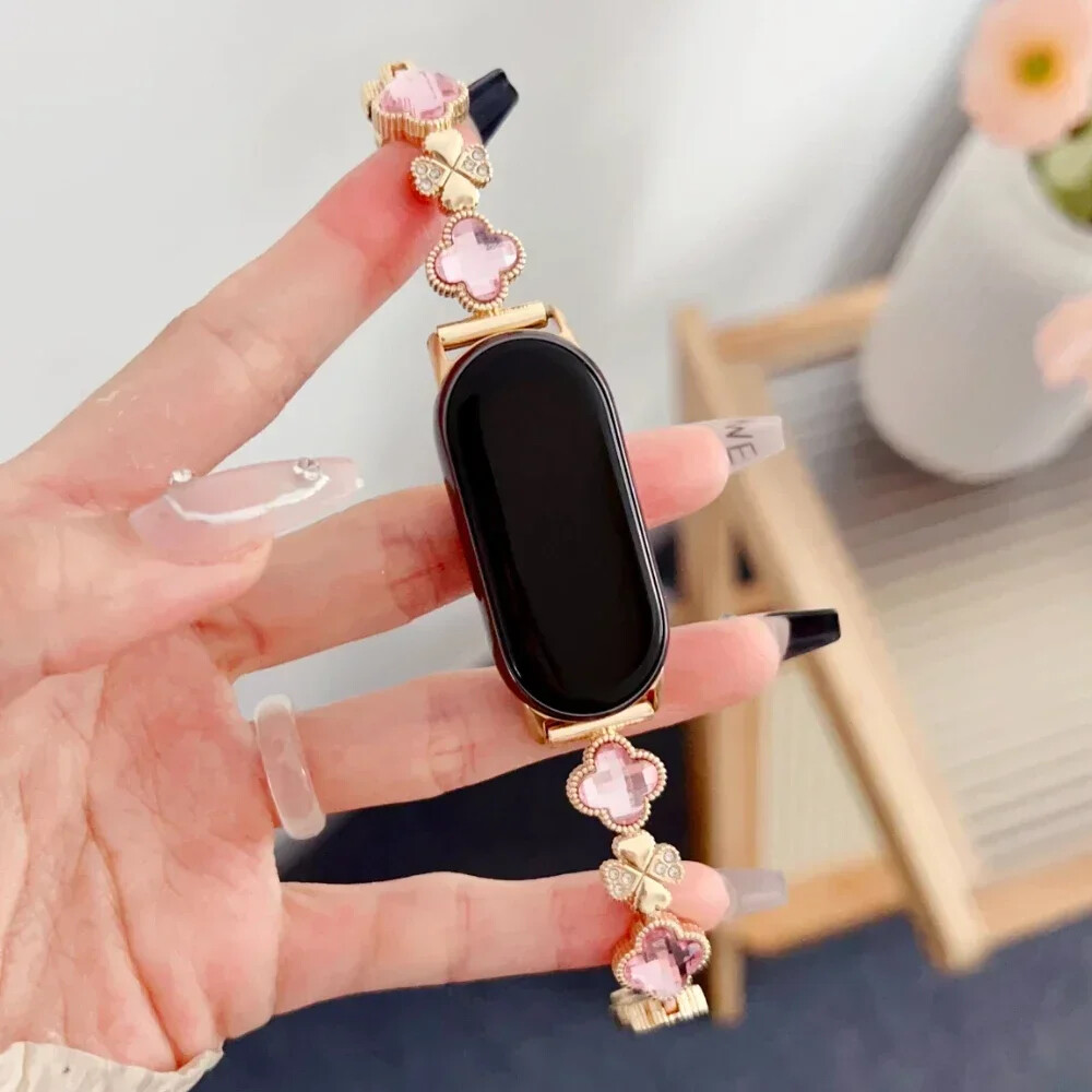 Gem Clover Diamond Metal Bracelet For Xiaomi Mi9 9 8 Pro Band Strap Replacement