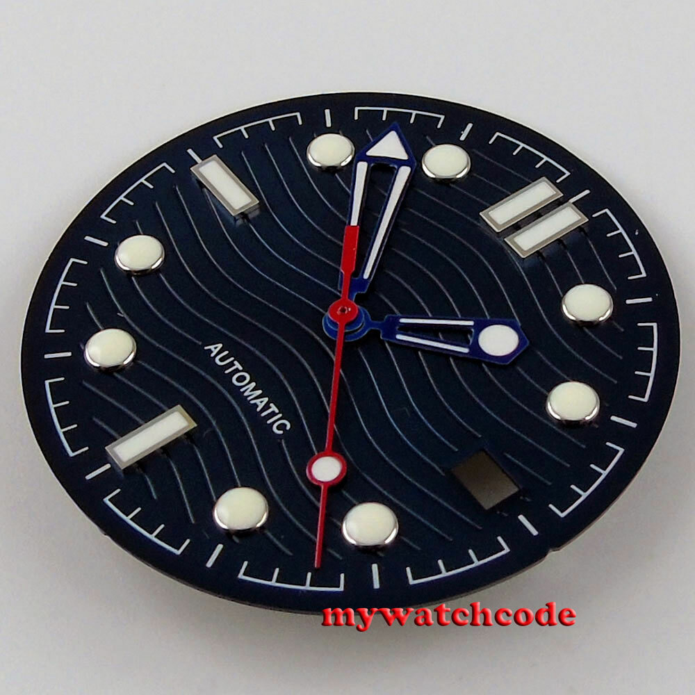 31mm black white blue sterile dial luminous fit NH35 NH36 2824 8215 movement