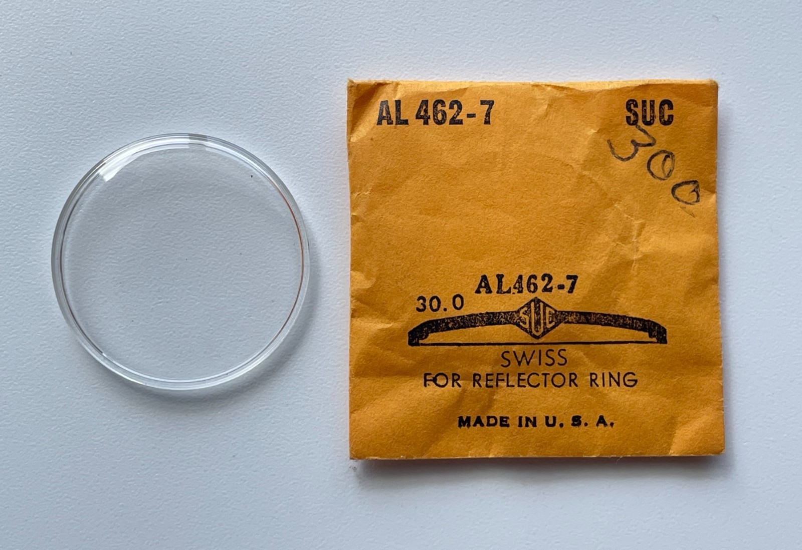 SUC AL462 7 Watch Crystal 30.0mm Swiss Reflector Ring Vintage NOS Parts Repair