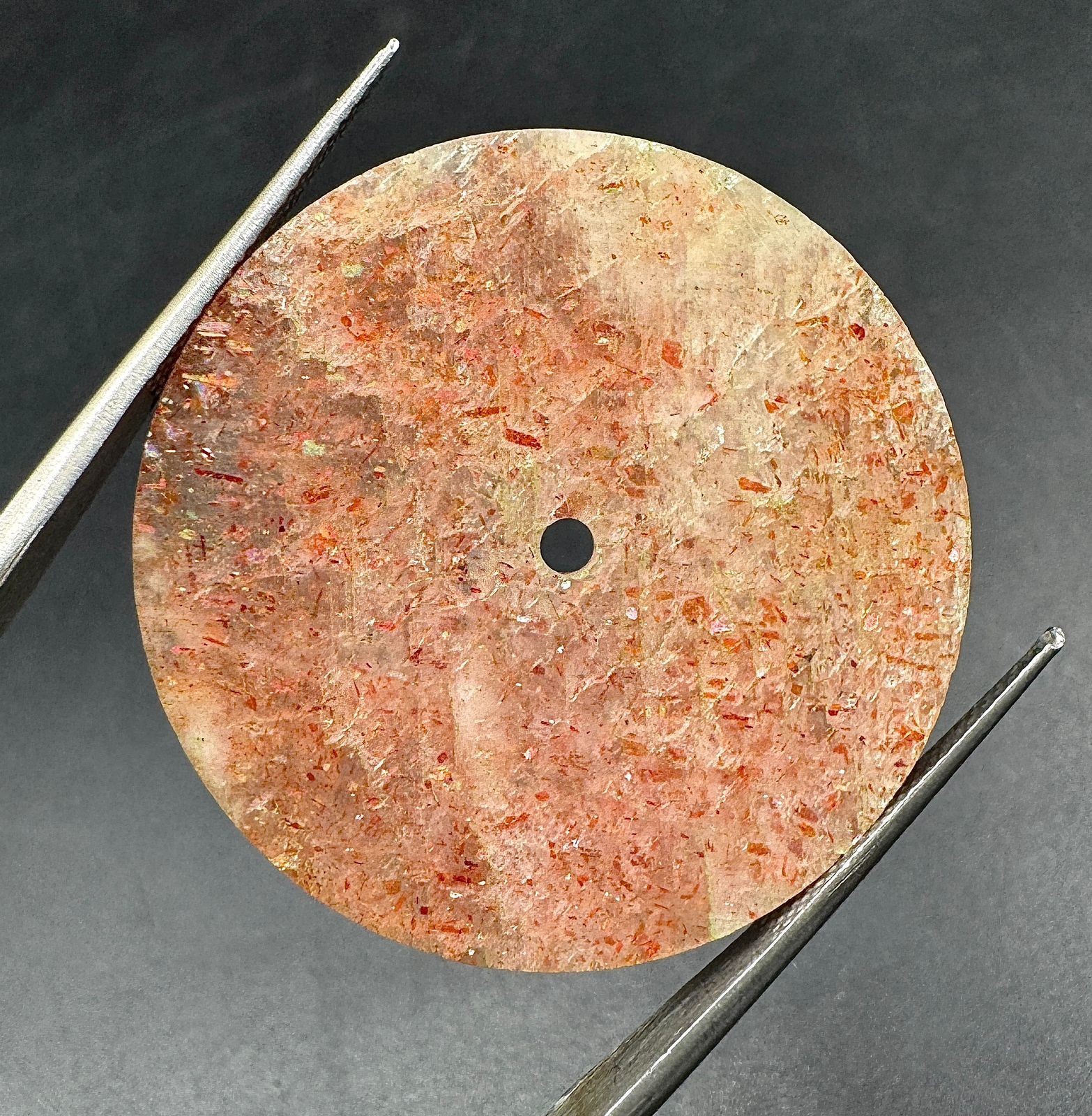 Natural sunstone Watch Dial: 33 mm One Sided Polished stone Round Disk gmc 1102w