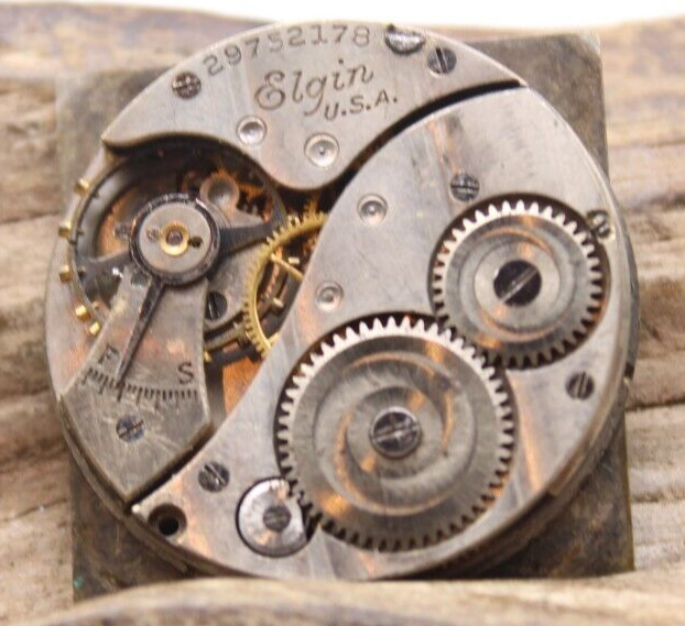 1927 ELGIN TRENCH WATCH MOVEMENT 29752178 GRADE 430 6/0s 7j FOR REPAIR (FN2)