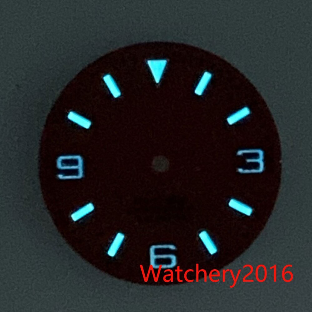 29mm Bliger Red Watch Dial Hand Blue Luminous Rose Gold Edge Fit NH35 MIYOTA8215