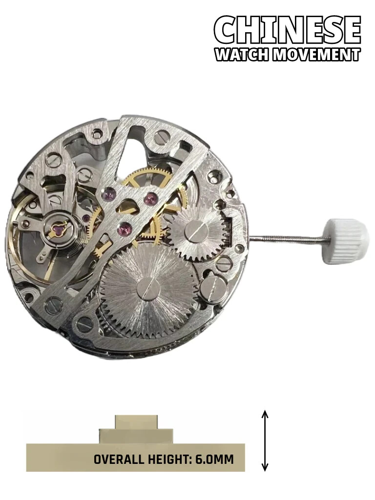 SKELETON Watch Movement 2650-C, 3 HANDS Manual Winding Overall Height 6.0mm