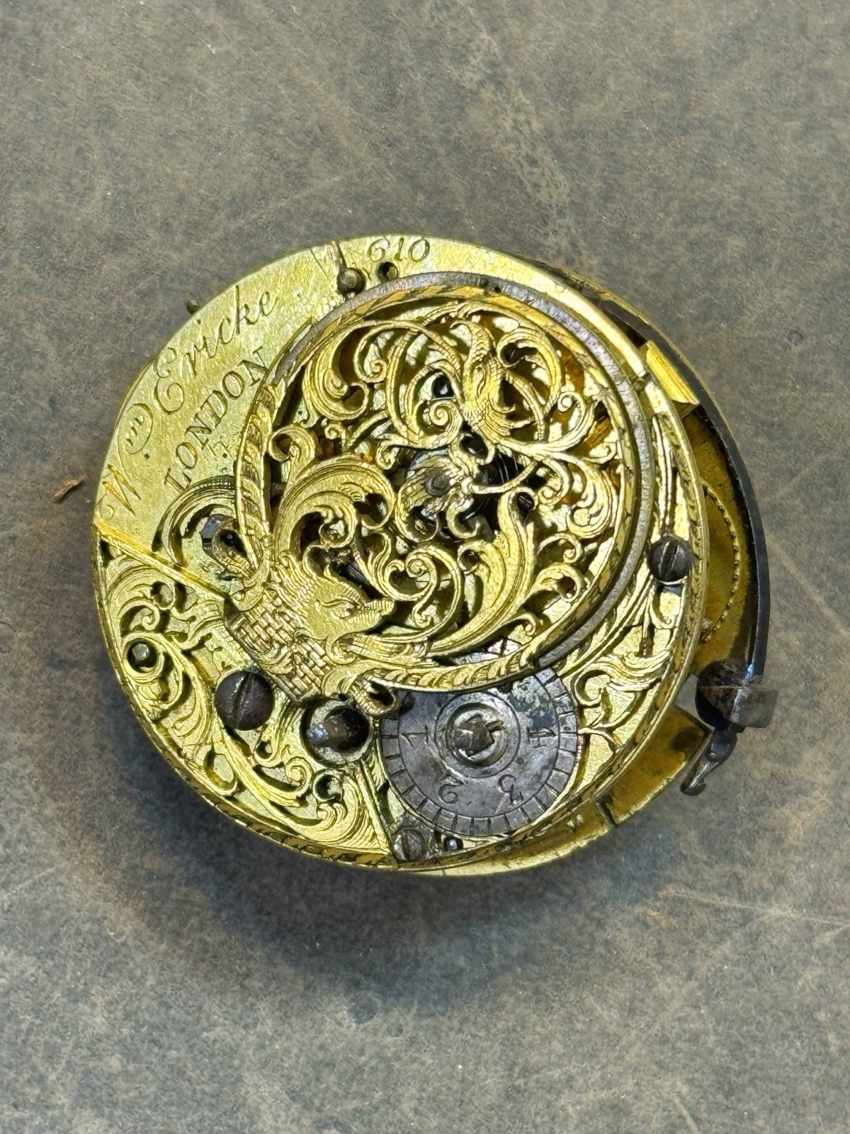 Antique Wm Ericke London Verge Fusee Pocket Watch Movement Repair