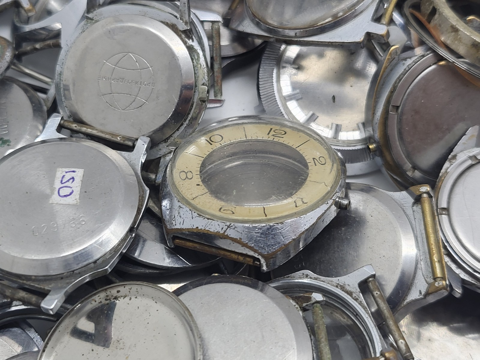 Vintage cases for Soviet Raketa Pobeda Zim watches, various, for spare parts and