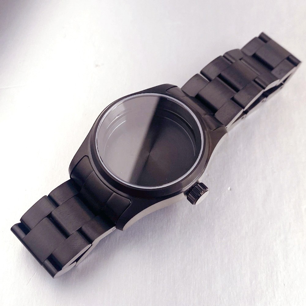 PVD Matte Black 36mm/39mm Pilot Watch Case Sapphire Fit NH35 NH36 PT5000 ETA2824