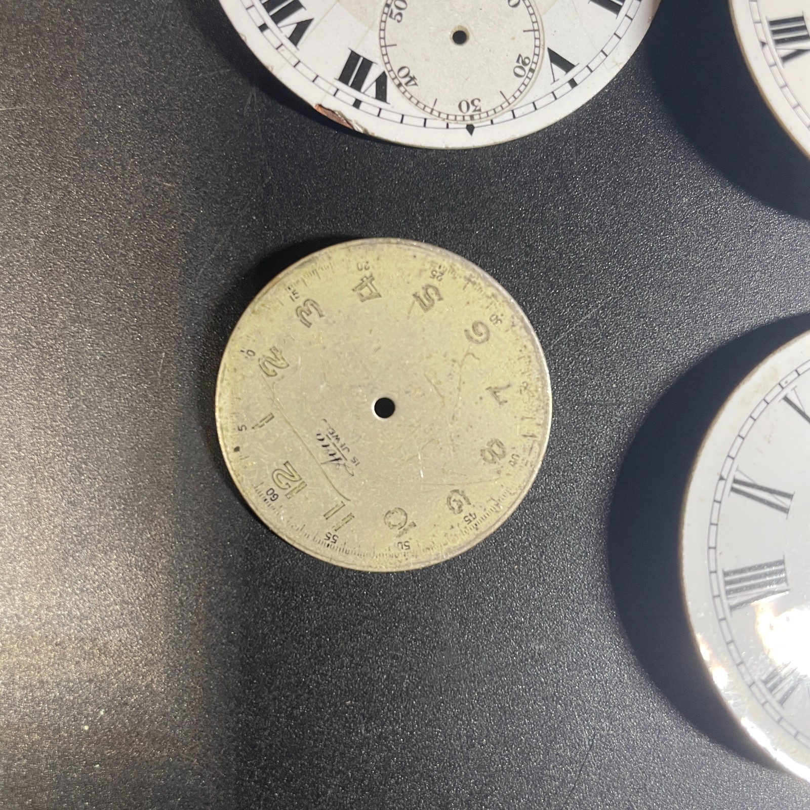 Pocket Watch x 6 Dial White Enamel Roman Face Horologist Art Replacement Faces
