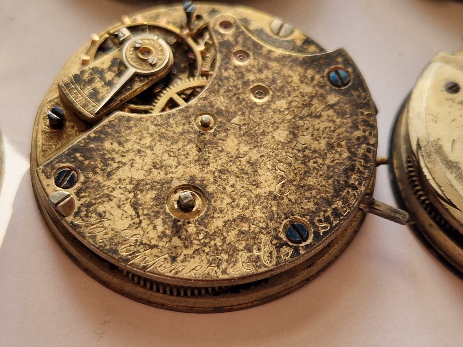 watch movements joblot Williams Rusel antique large size watchmakers lot 6x