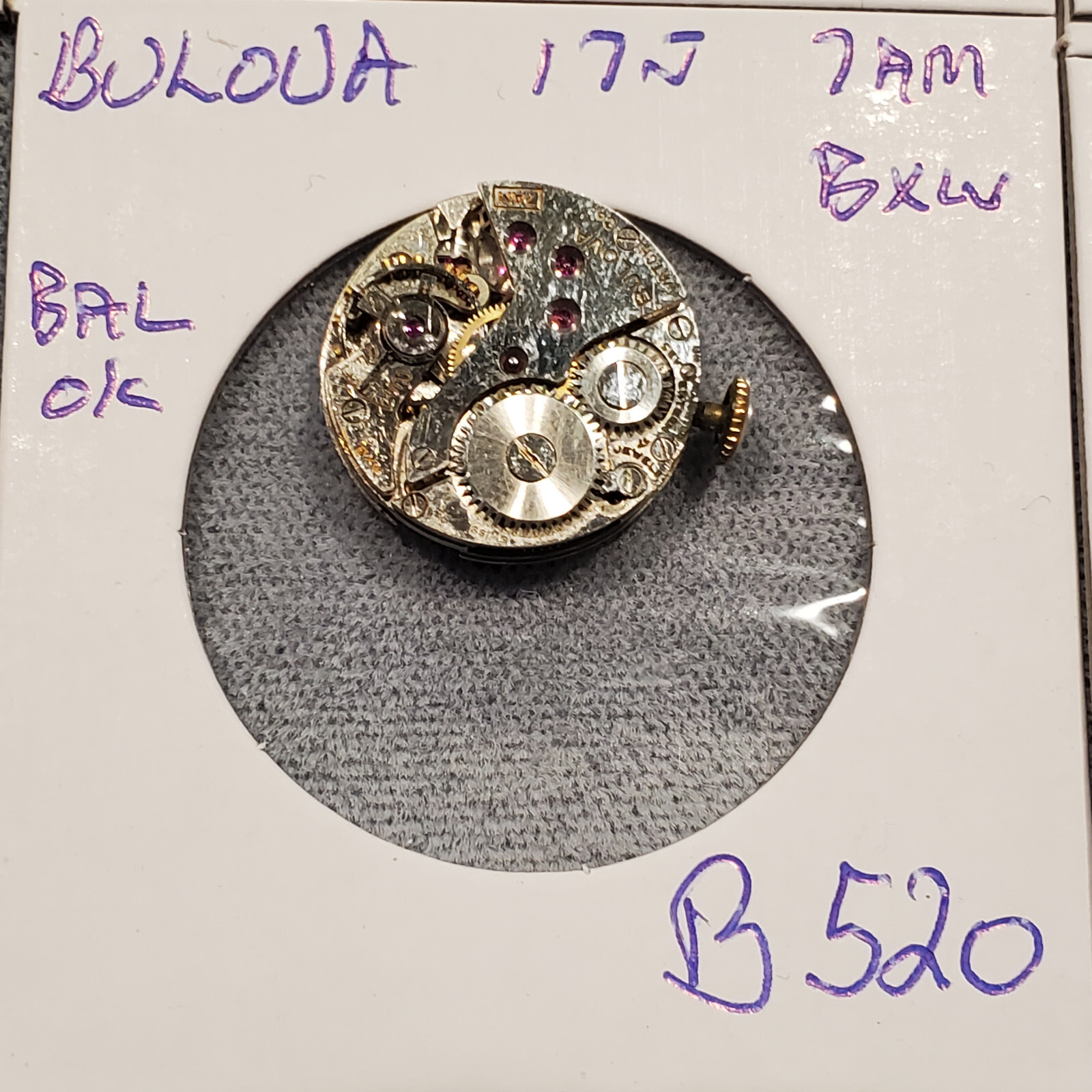 LADIES BULOVA 17j 7AM BXW WRIST WATCH MOVEMENT #B520