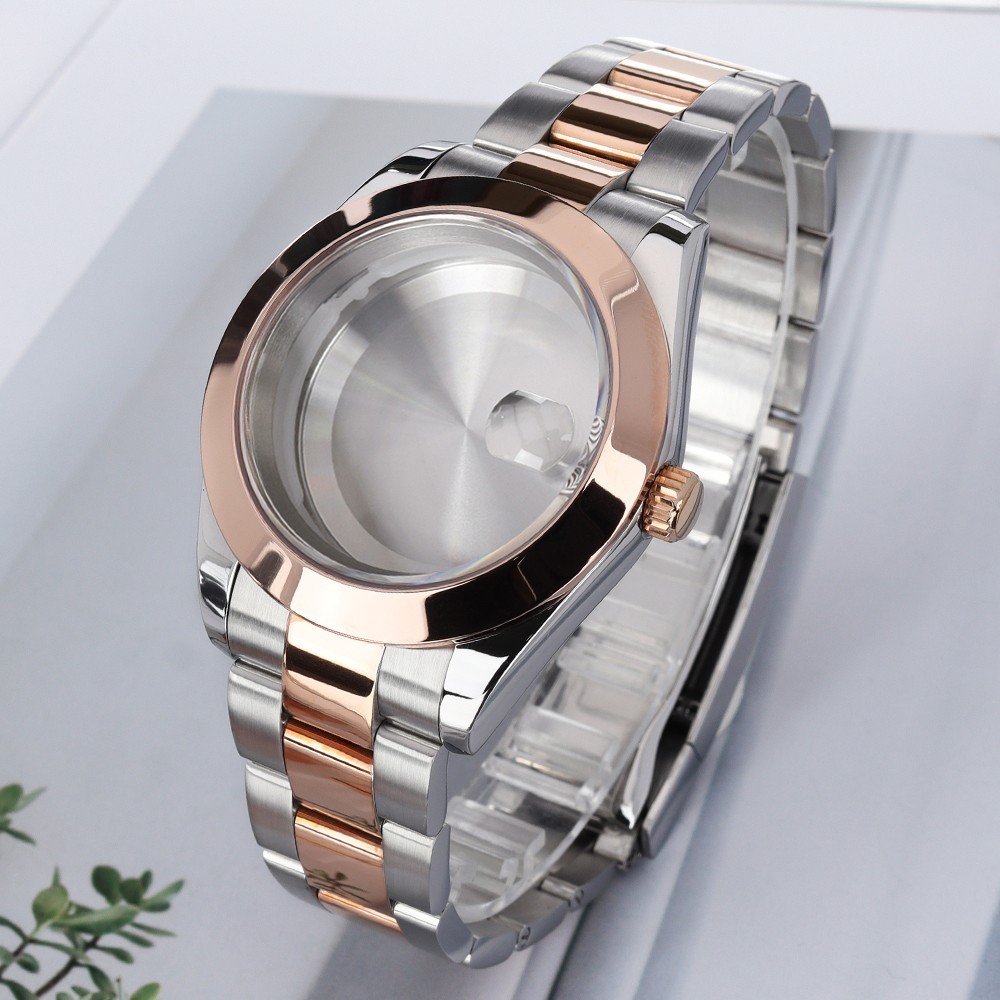 36mm/39mm Oyster Watch Case Silver Rose Gold Bevel Edge For SII NH35 Miyota 8215
