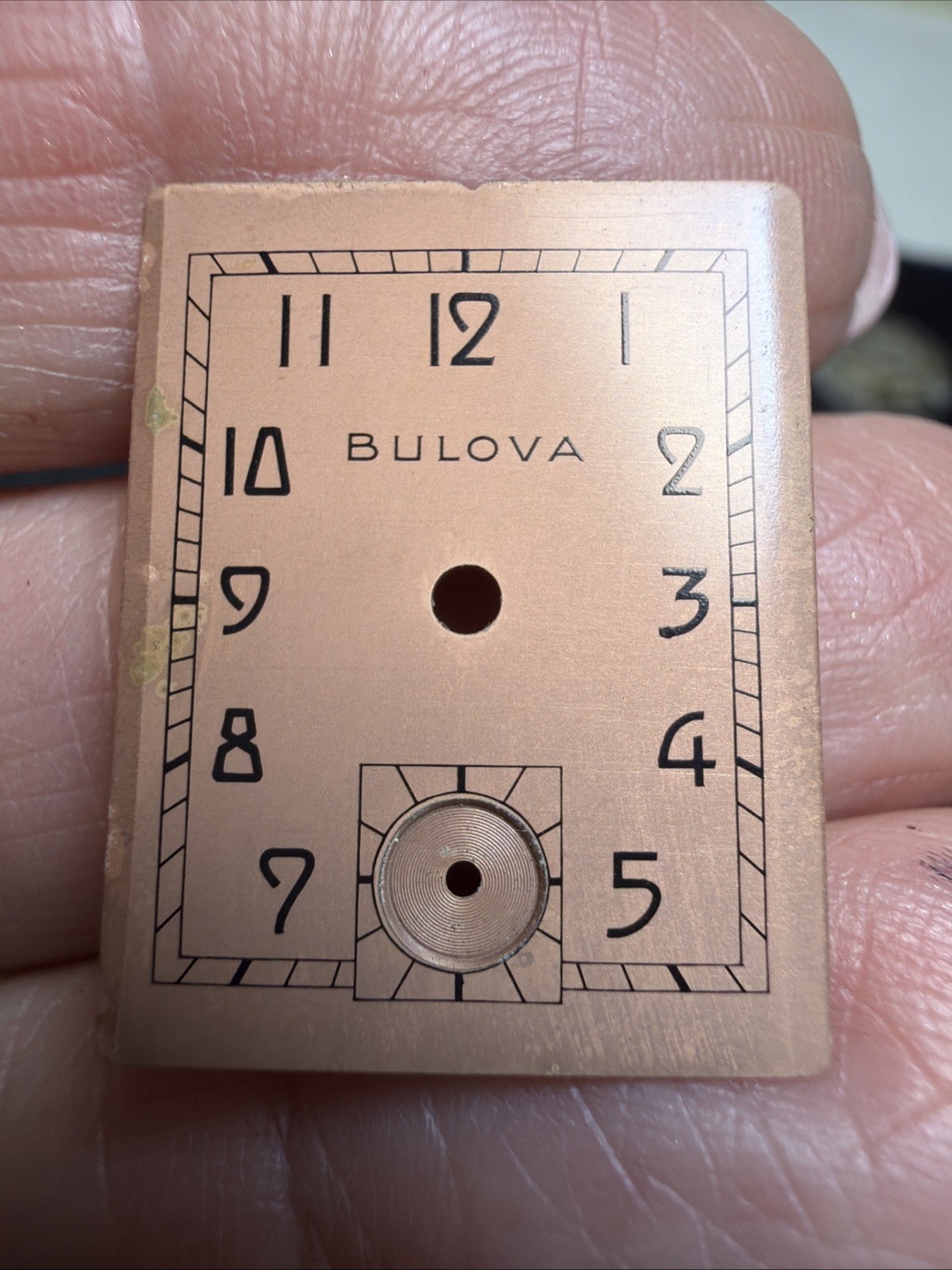 Vintage Bulova Watch Dial Face Plate Only Copper Colored New Other Rectangle