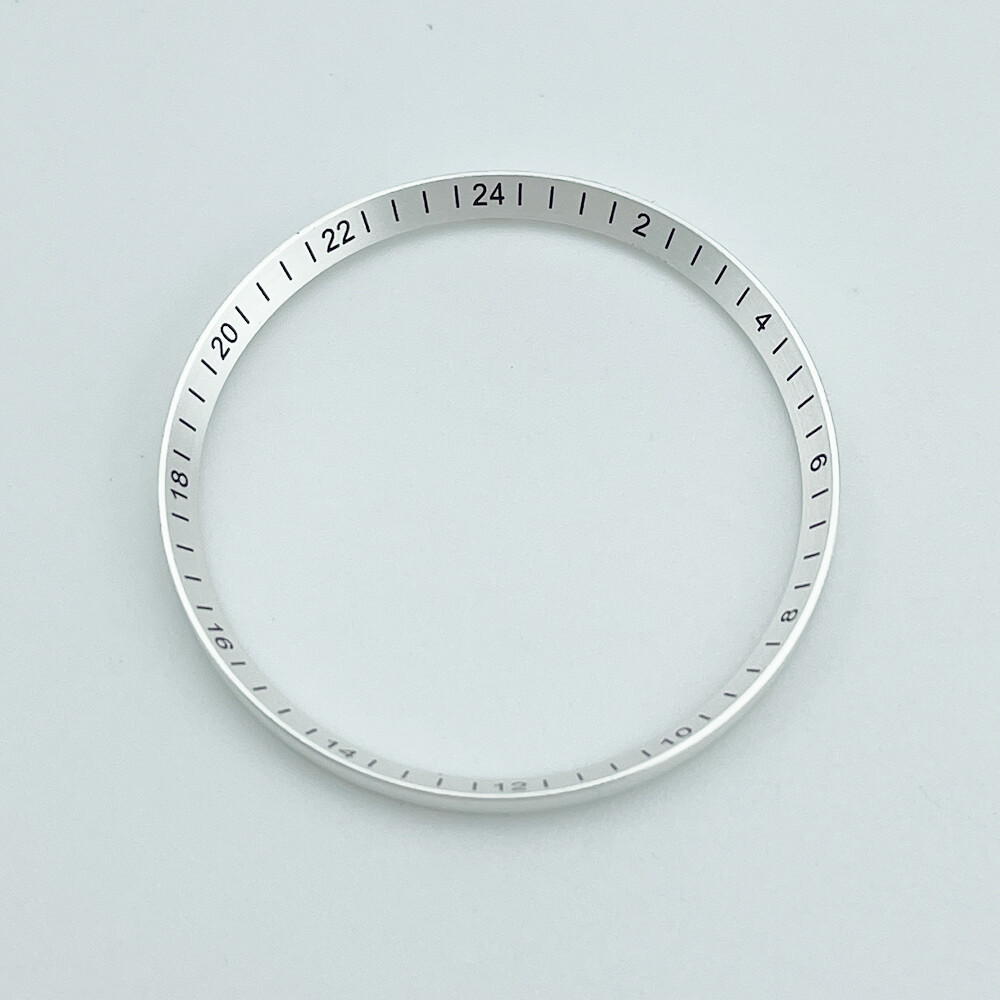 Silver Black GMT Chapter Ring with 24-Hour Index for NH34A, Fits SKX007