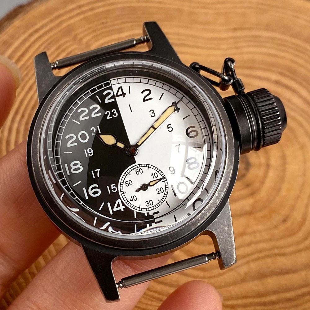 29mm Black White Watch Dial 20ATM Diving Steel 36mm Watch Case For ST1701 Movt