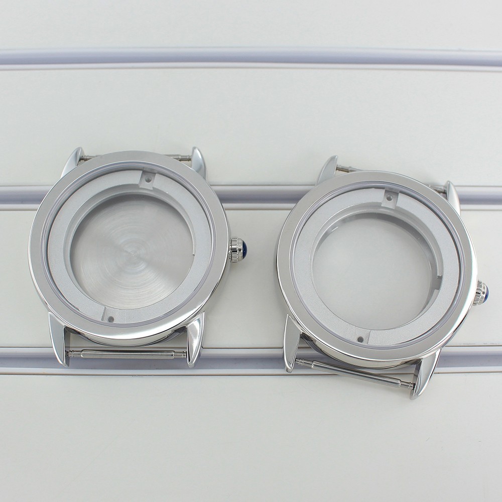 Sapphire 100m Waterproof 42mm Pilot Watch Case Steel Patrimony Mod For ETA 2824