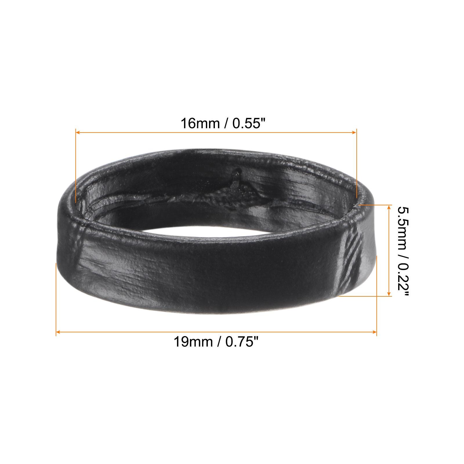 PU Leather Loops Retaining Ring Keeper for 16mm Width Watch Band, Black 2 Pcs