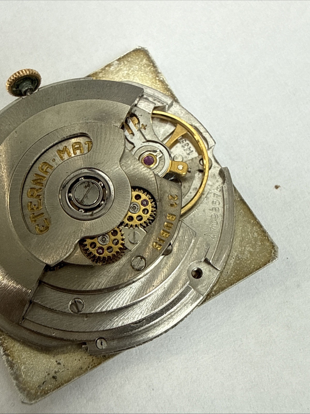 Vintage Eterna Matic 1438u Complete Movement Dial Hands Crown Working Perfect