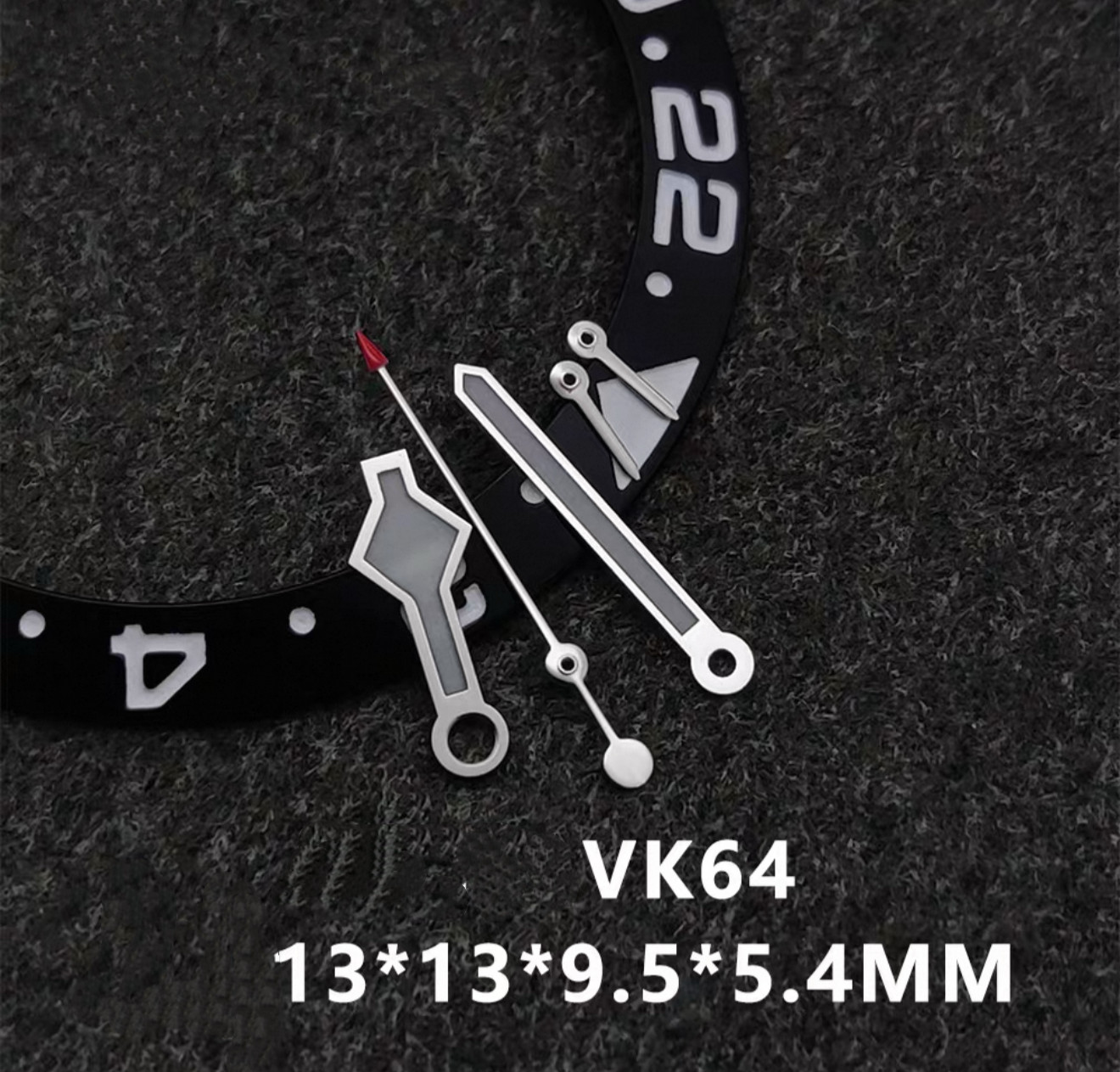 1 Set Luminous Watch Hands Stone Gray with Red Tip For VK64