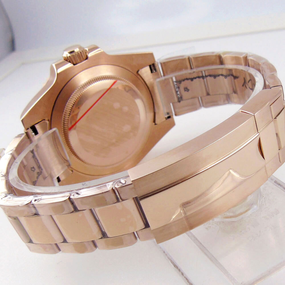 40mm Ceramic Bezel Sapphire Glass Rose golden Watch Case Fit NH34 NH35 NH36 2824