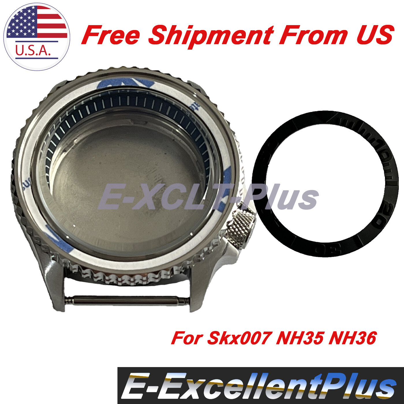 Watch Case Sapphire Glass+Insert 41.5mm For NH35 NH36 4R35 4R15 SKX007 Movement