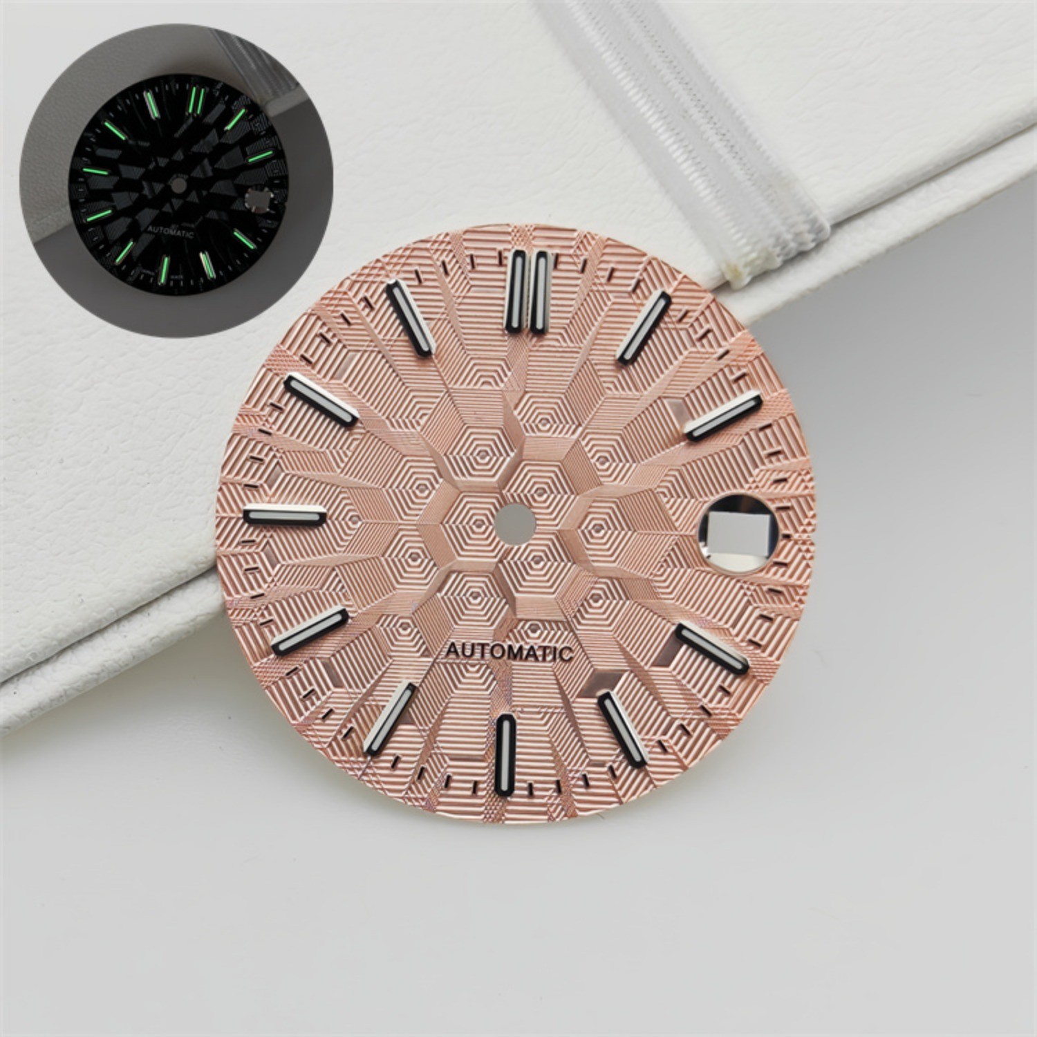 NH35 Dial 28.5mm Architectural Dial Green Luminous DIY for NH35/NH36 Movement