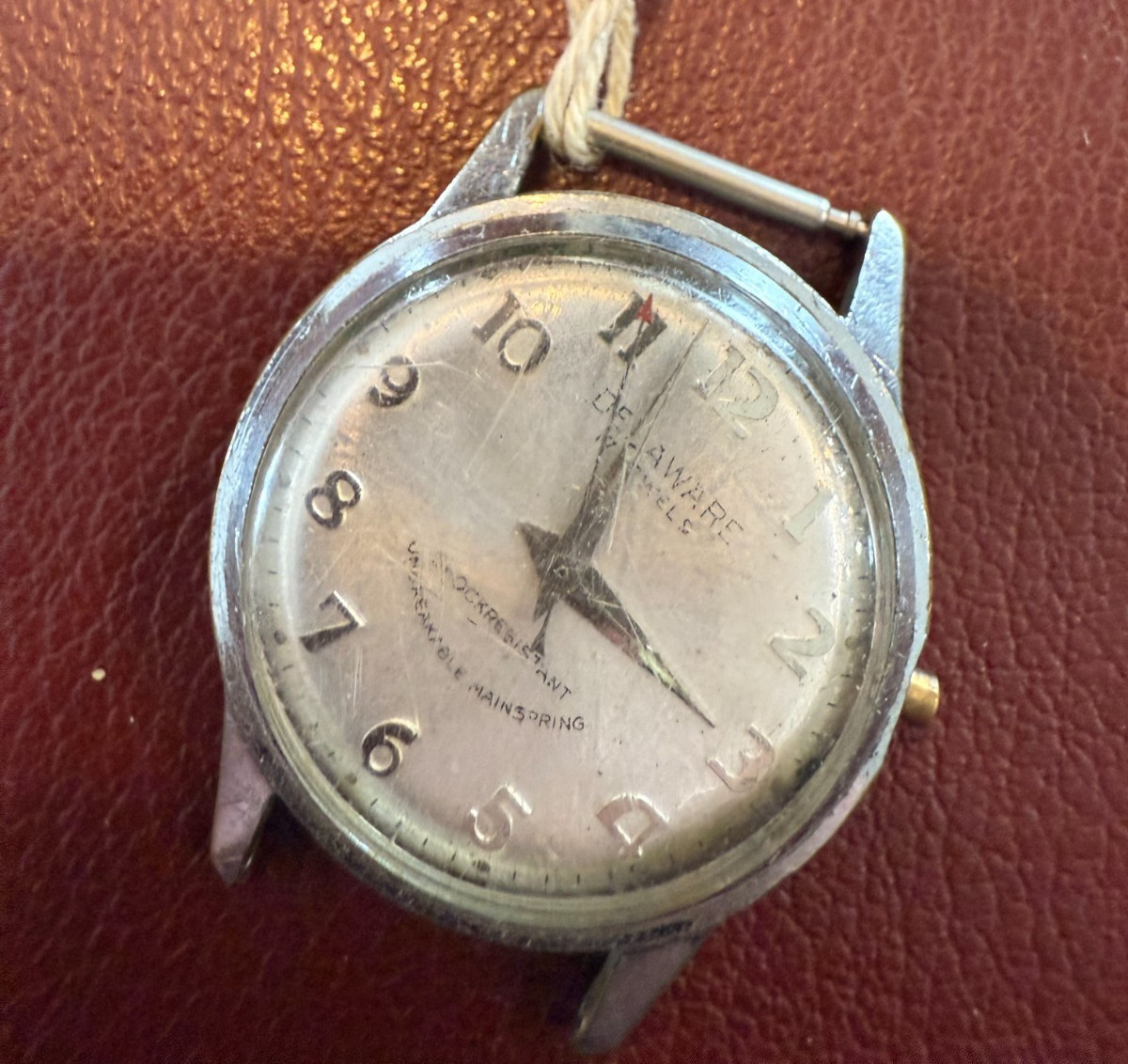 RARE VTG 1950’s Delaware 17 Jewel Silver Watch Movement & British Hong Kong Case