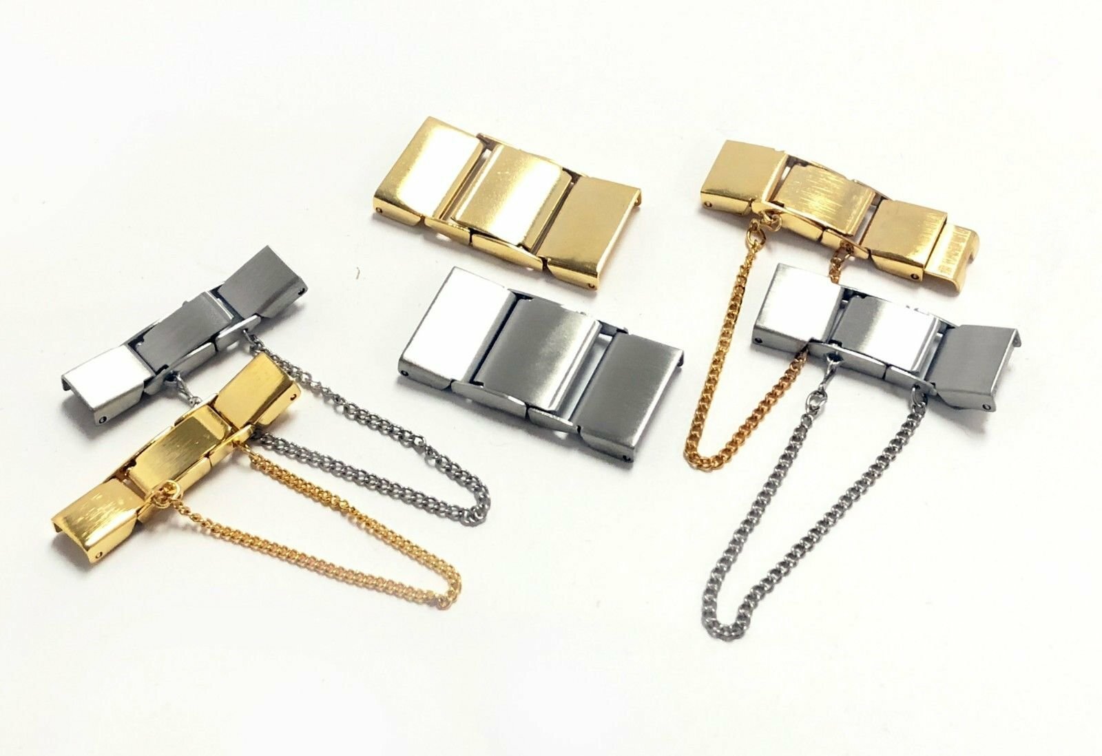 10 Metal Watch Band Parts Stainless Steel Center Catch Link Gold Plated & Silver