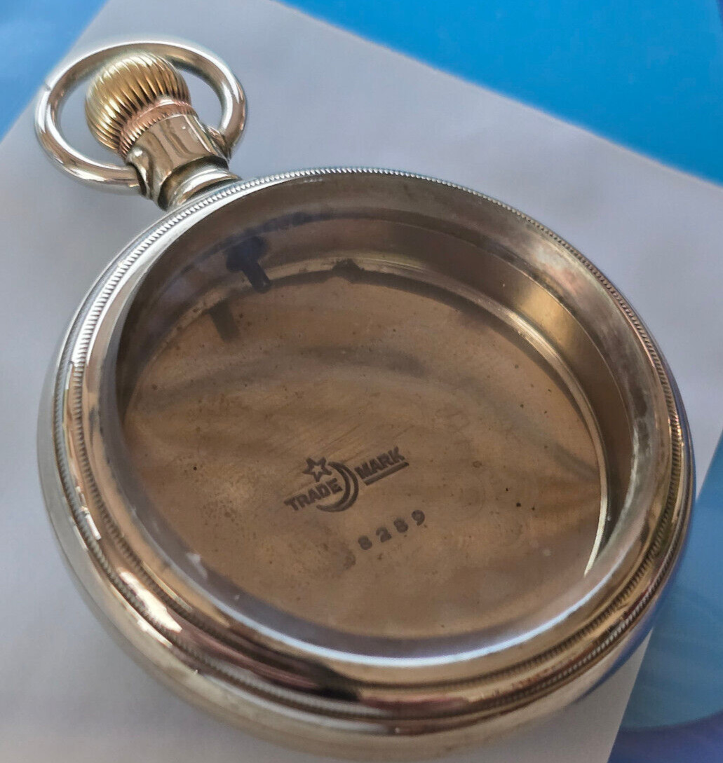 VINTAGE 18 SIZE CRESCENT POCKET WATCH CASE PENDANT AND LEVER SET SWING OUT