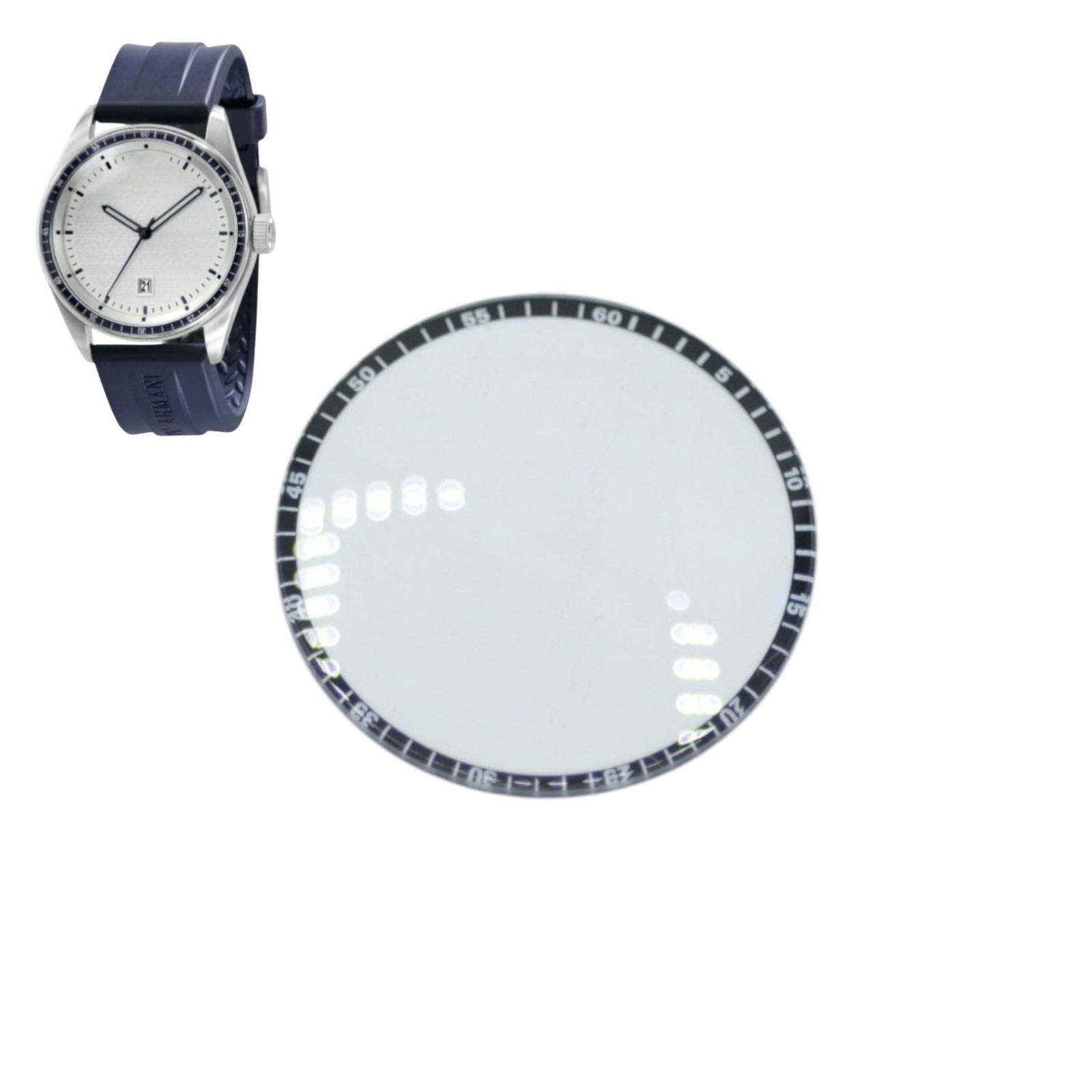 AR0679 Black Frame Watch Crystal For Emporio Armani