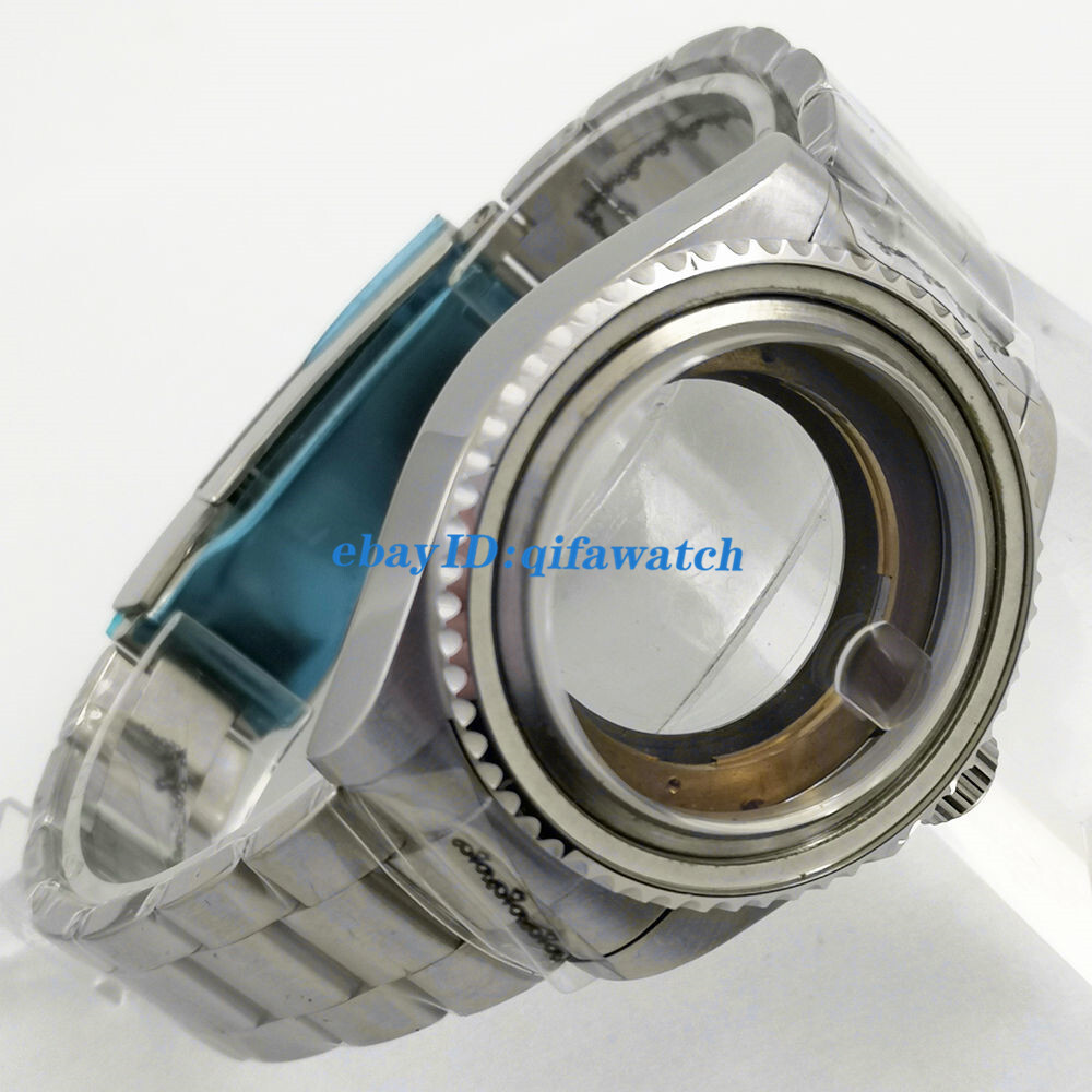 43mm silver watch case Fit NH35 NH36 ETA 2836,Miyota 8215 821A,DG2813/3804