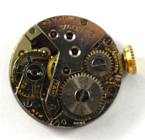 Vintage Bulova Manual Wind 17J 7AM Wrist Watch Movement lot.fb