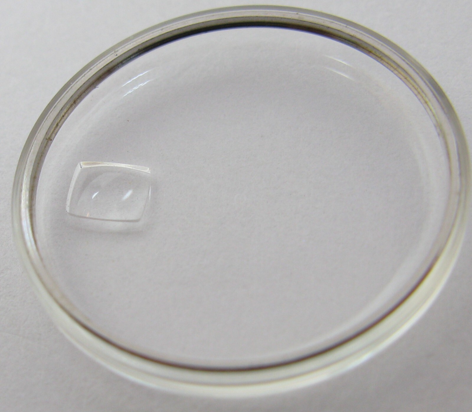 Omega Watch Crystal Acrylic w. loupe CRY 2545 21.6 mm white silver tension ring