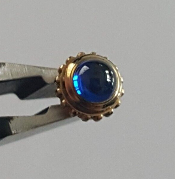 Cartier Gold Plated Crown and Stem With Blue Cabochon Stone