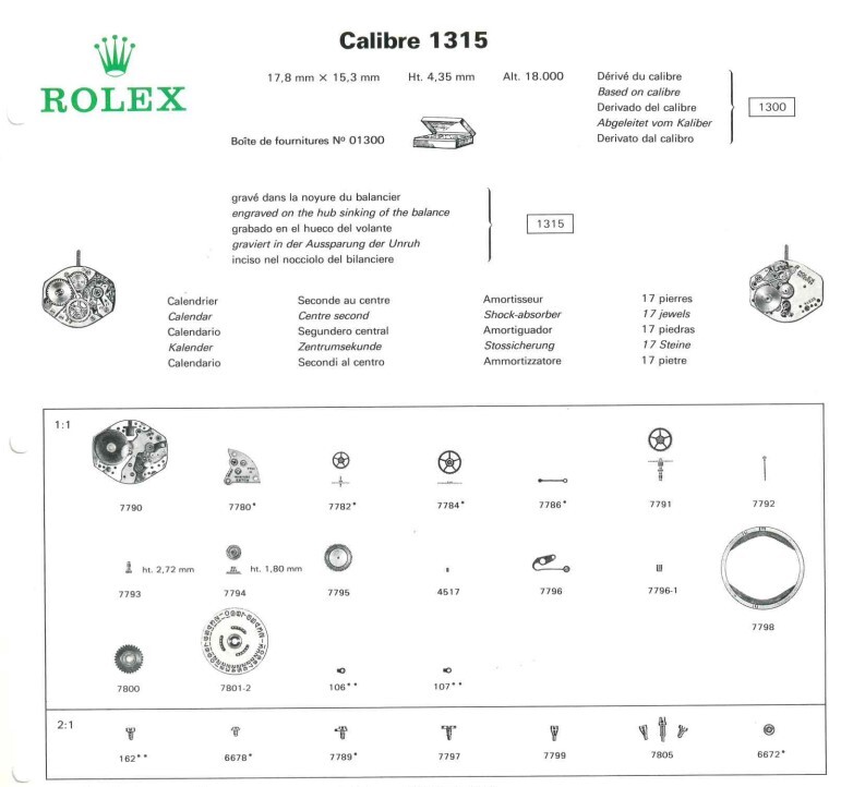 Replacing Parts Rolex 1300-1310-1315 Genuine Original – Ricambi