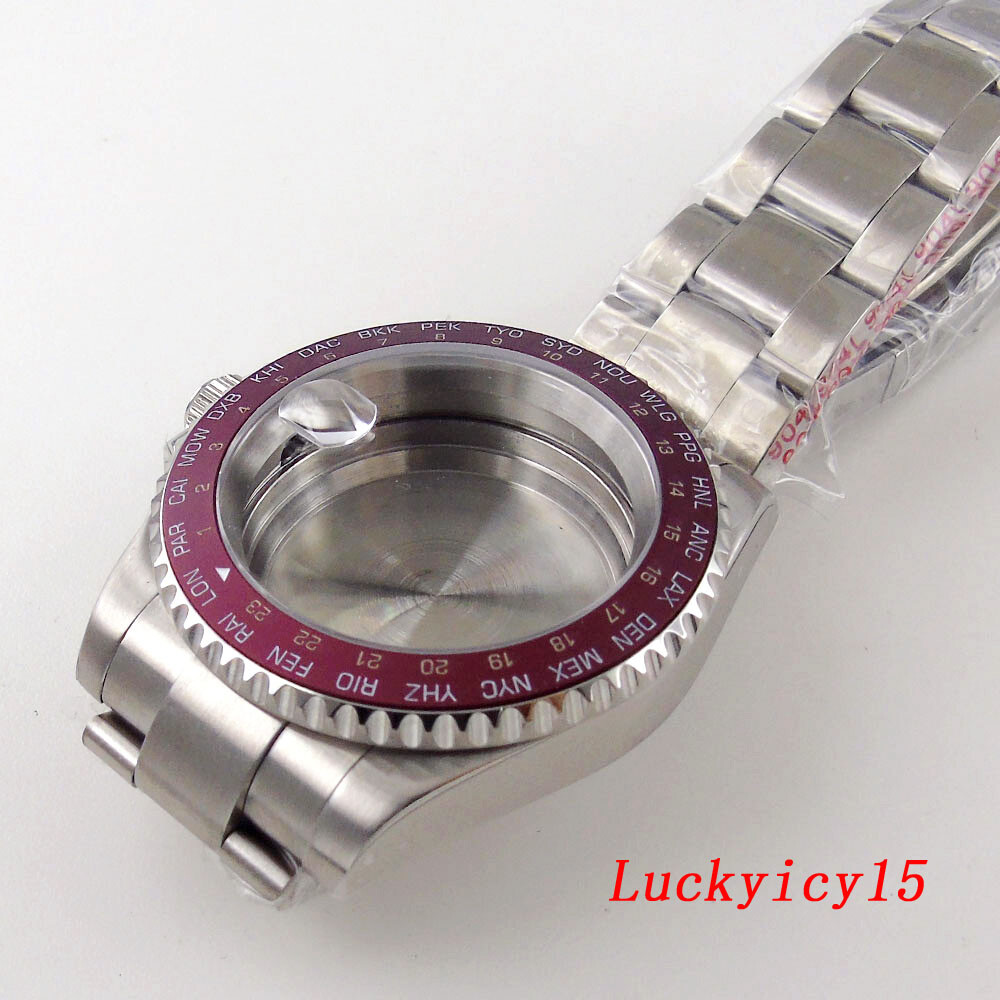 Bliger 40mm Mens Watch Case Fit NH35A NH34 Sapphire Glass Black Ceramic Bezel