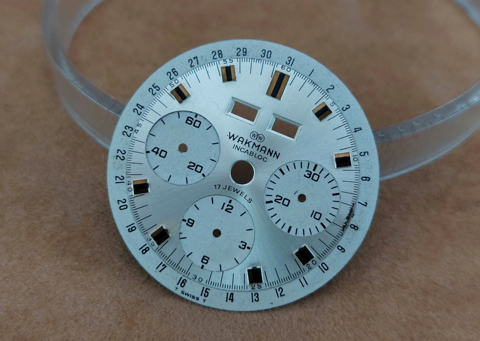 Original Vintage WAKMANN Chronograph DIAL for Valjoux 72. Ca 1950’s
