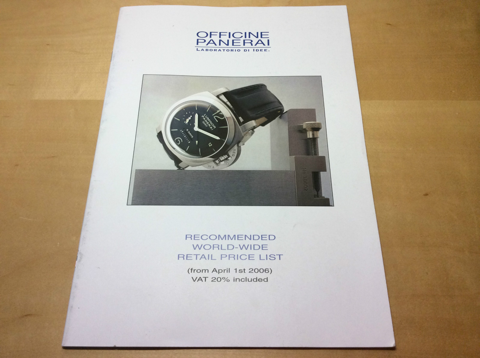 Price List OFFICINE PANERAI – Recommended World-Wide RPL 2006 – For Collectors