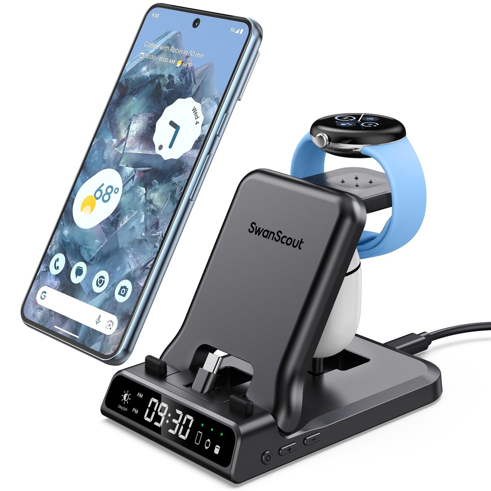 3 in 1 Charging Station for Google Pixel Watch 3/2, 25W Super Fast Wired USB …