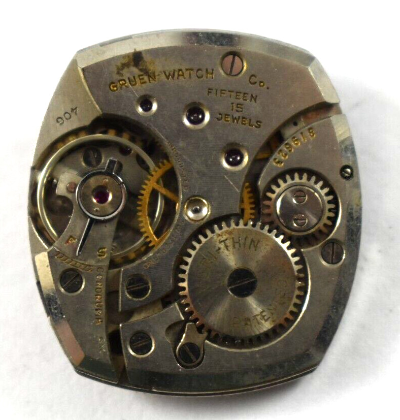 Vintage Gruen Manual Wind 15J 406 Wrist Watch Movement lot.a5