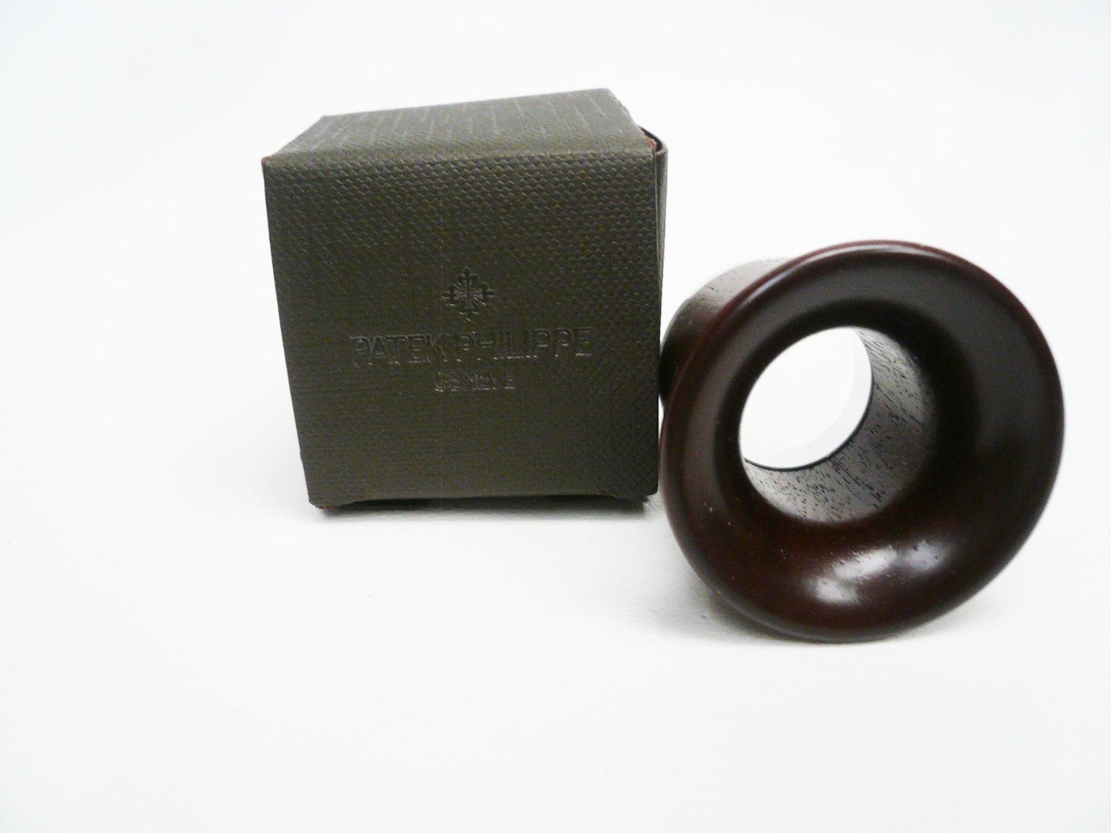 Original Patek Philippe Dark Brown Maple 10X Jewelers Loupe + Box