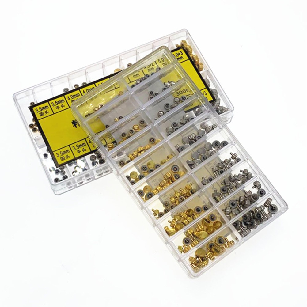 300 Pcs Watch Crown and Stem Set Accessory Pin for Replacement Parts Kit