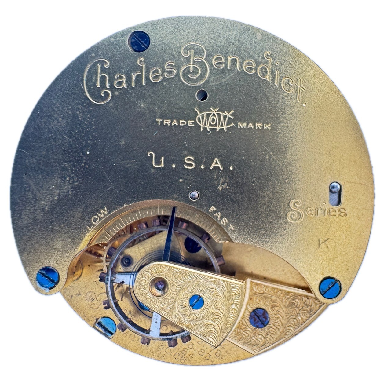 Antique 16s Waterbury Charles Benedict Duplex Pocket Watch Movement Series K