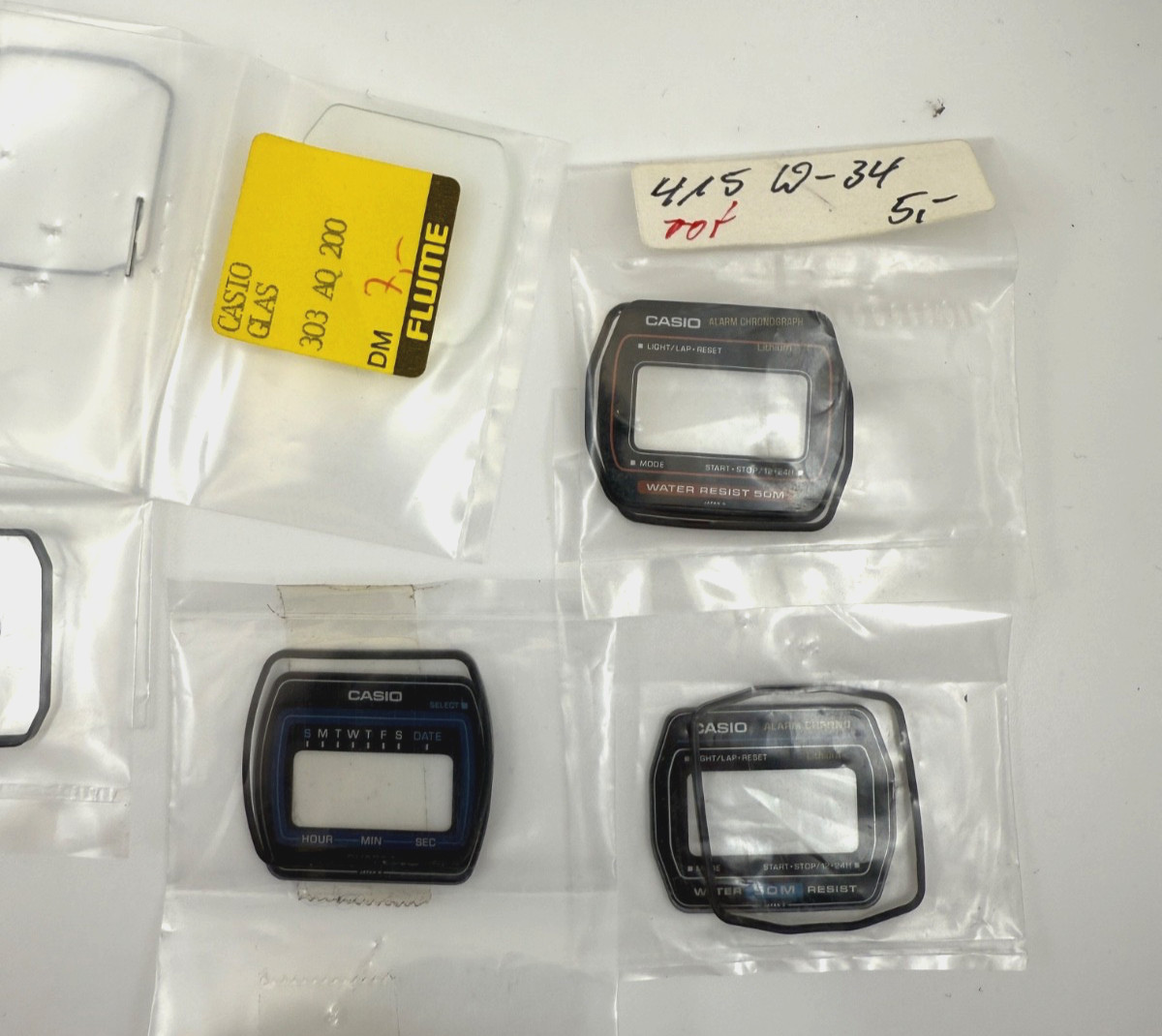 NOS Casio Watch Plexi Glass / Plastic Crystal and Gasket Lot